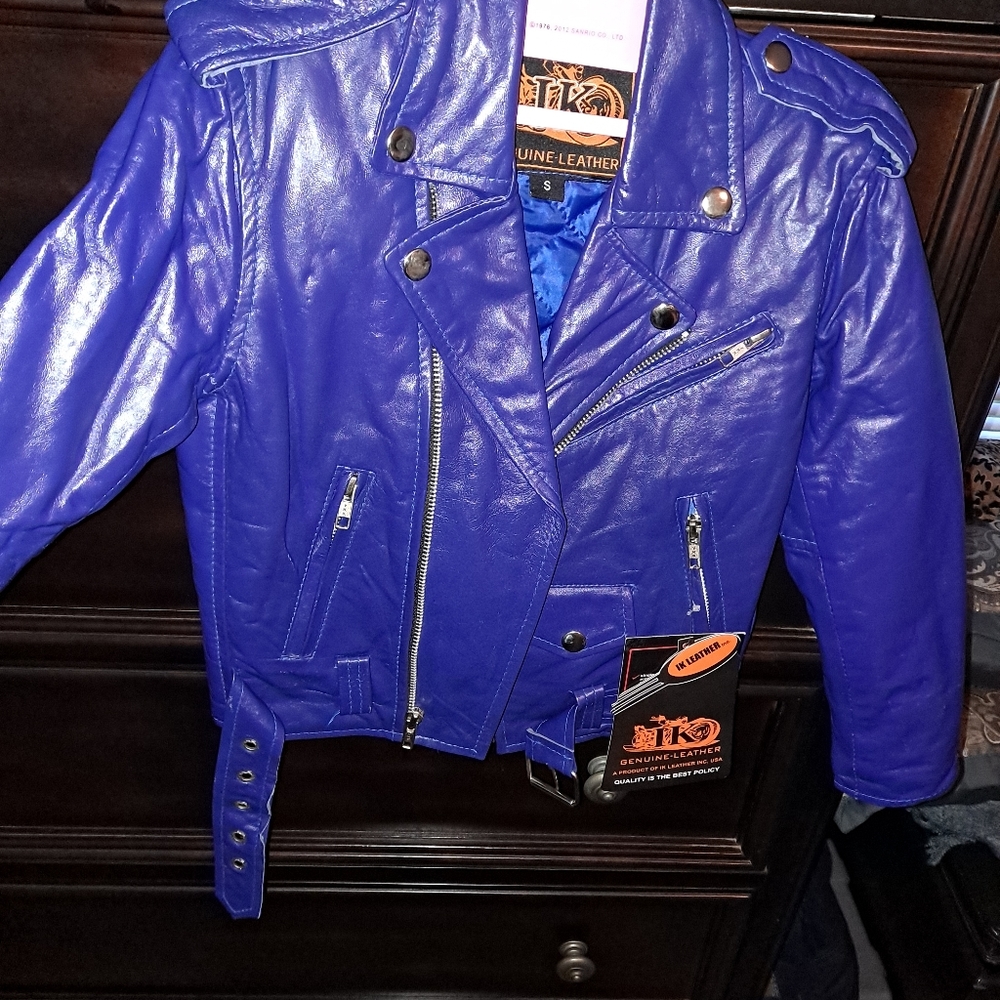 Royal blue toddler moto leather  jacket